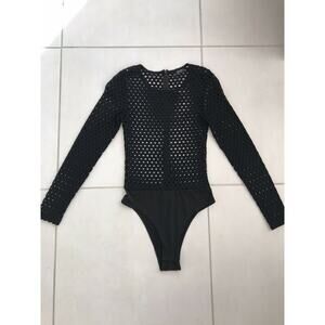 Bardot Semi Sheer Bodysuit Black Stretch